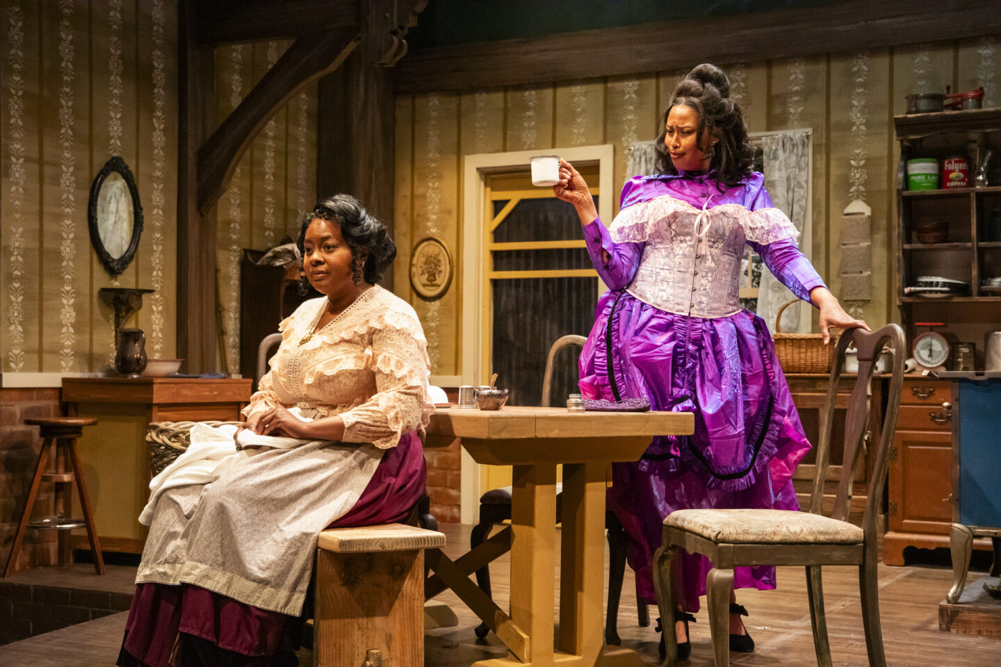 Ashlee Radney (Mattie Campbell) and Tessa May (Molly Cunningham) in Portland Playhouse's 2025 production of 'Joe Turner's Come and Gone'; photo by Julia Varga