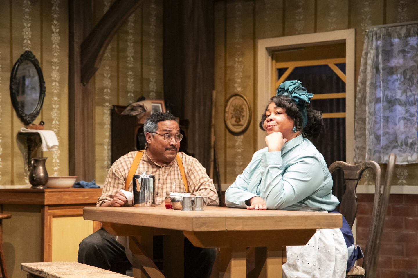 Bobby Bermea and Ramona Lisa Alexander play Seth and Bertha Holly in Portland Playhouse's 2025 production of 'Joe Turner's Come and Gone'; photo by Julia Varga