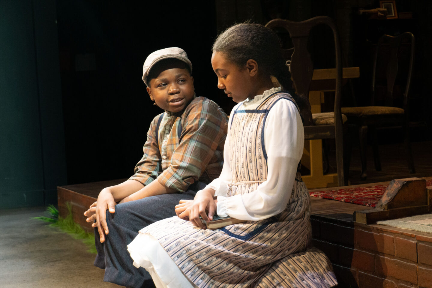Justin Karneh and Nia Scott play Reuben Mercer and Zonia Loomis in Portland Playhouse's 2025 production of 'Joe Turner's Come and Gone'; photo by Cassie Greer